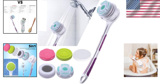 Water-Resistant Long Handle Electric Body Brush for Ultimate Shower Exfoliation