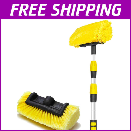 Extendable 11-Foot Car Wash Brush - Multi-Purpose Soft Bristles for All Surfaces