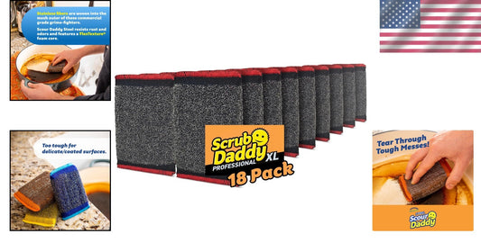18-Pack Scour Daddy XL - Extra Large Steel Dish Scrubber for Tough Cleaning