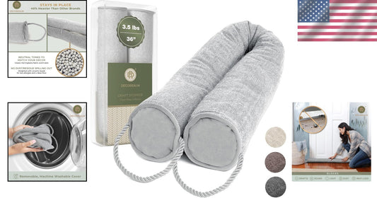 36" Weighted Under Door Draft Stopper - Pewter Herringbone Insulation Blocker