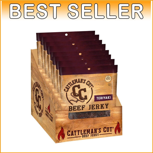 Cattleman's Cut Teriyaki Beef Jerky - 8 Resealable 2.5oz Packs of Flavor