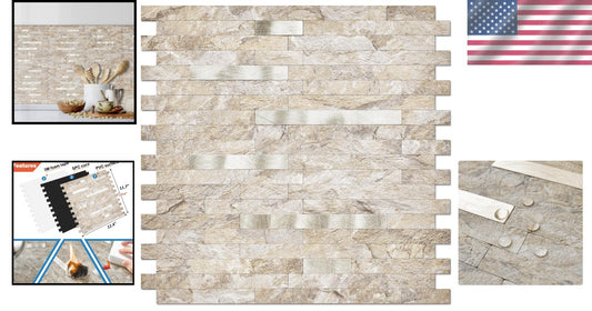 Elegant Sandstone 10-Pack Peel & Stick Textured Tile: DIY Kitchen/Bath Finish