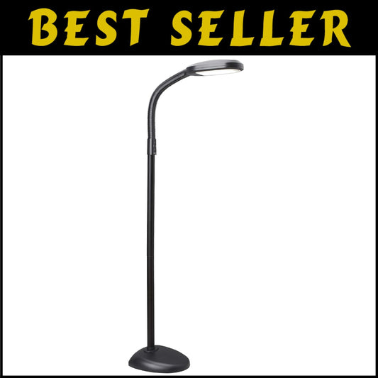 SmartLight Full Spectrum LED Floor Lamp: Adjustable Brightness, Gooseneck Design
