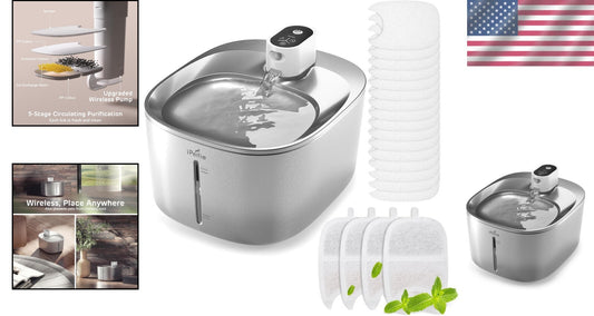 Elegant Cordless 4L Cat Water Fountain with 5-Stage Filtration & Quiet Operation