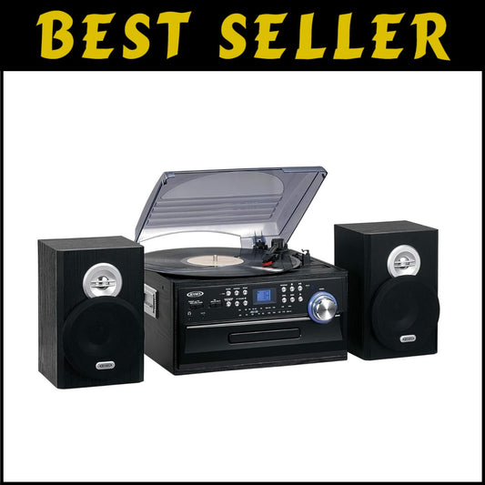 Classic 3-Speed Turntable with CD/Cassette System and AM/FM Radio - Sleek Design