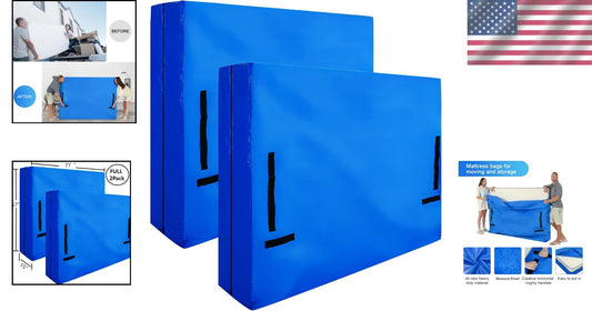 Full Size Mattress Covers 2 Pack - Resistant Zipper Closure & Easy Carry Handles