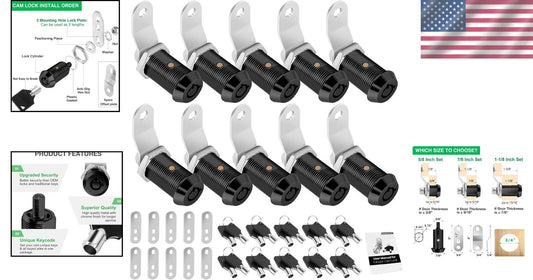Durable RV Locks with Keys, 10 Pack Keyed Alike, 1-1/8 Inch for Outdoor Security