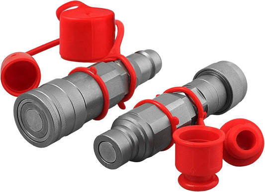 Compact Brass Hydraulic Coupler Adapter Set with Dust Caps for Clean Connections