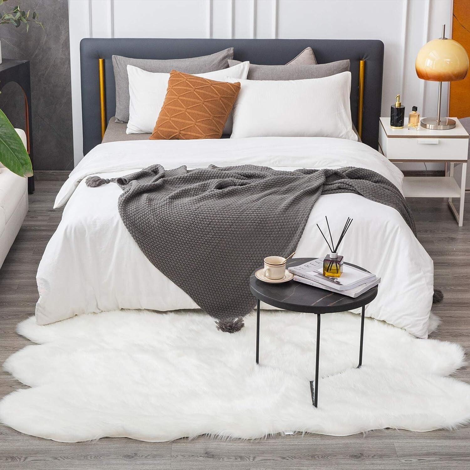 Comforting 4x6 Ft Fluffy Faux Fur Rug - Elegant White Carpet for Nursery & Home