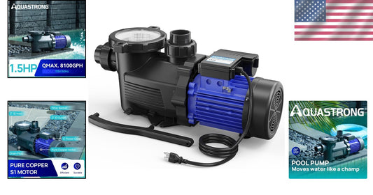 1.5HP Single Speed Pool Pump with 8100 GPH Flow Rate, 115V - Versatile Fit