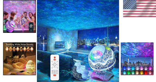 Multicolor Galaxy Projector with Timer & Bluetooth Speaker - Bedroom Essential