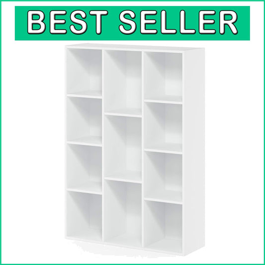 Easy Assembly 11-Cube White Bookcase - Durable Indoor Storage Solution