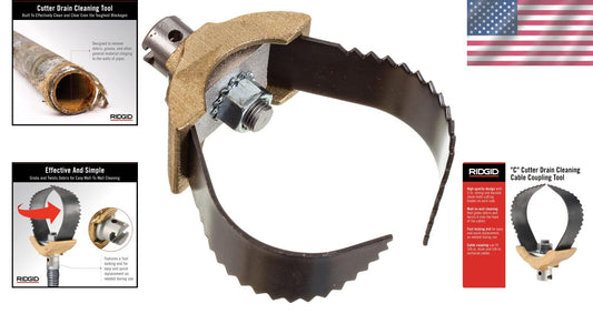 Heavy-Duty 3-Inch 'C' Cutter Cable Coupling Tool for Drain Cleaning Efficiency
