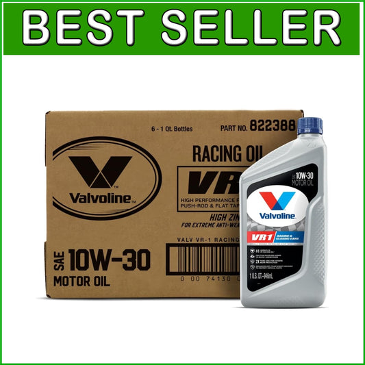 10W-30 VR1 Racing Oil, Pack of 6 - Superior Zinc Protection for Racing Engines