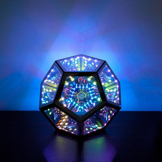 RGBW Infinity Dodecahedron Desk Lamp - Color Changing Mood Light for Gamers