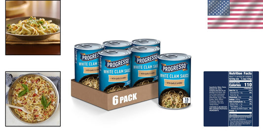 Authentic Italian Garlic & Herb Clam Sauce - 15 oz Pack of 6 for Gourmet Meals