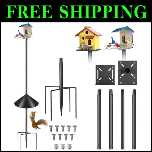 79-Inch Adjustable Height Metal Bird Feeder Pole - Squirrel Proof & Heavy-Duty