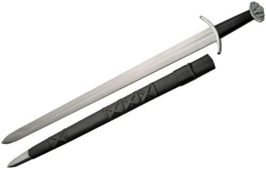 Authentic 39" Viking Sword - Stainless Steel Blade, Black Handle, & Sheath