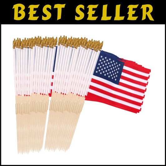 Multi-Purpose 100 Pcs American Flags with Connectable Flag Poles - Outdoor Decor