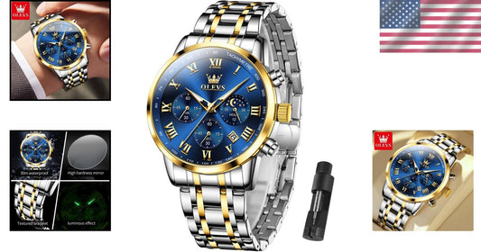 Gifts for Him: Elegant Men's Multi-Dial Chronograph Watch, Waterproof & Luminous