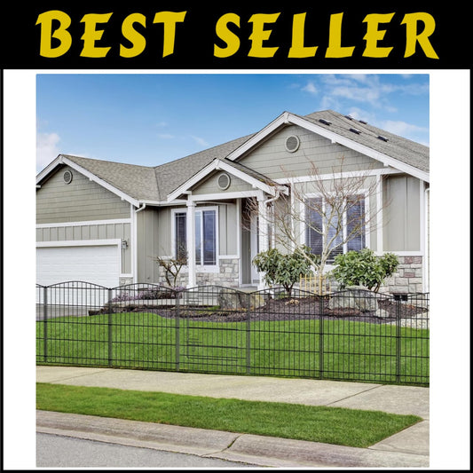 Elegant Decorative Metal Garden Fence with 12 Panels & Gate, 23.6ft L x 30in H