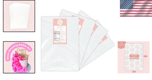 200 Count Natural Edible Wafer Paper Sheets - 0.40 mm for Creative Decoration