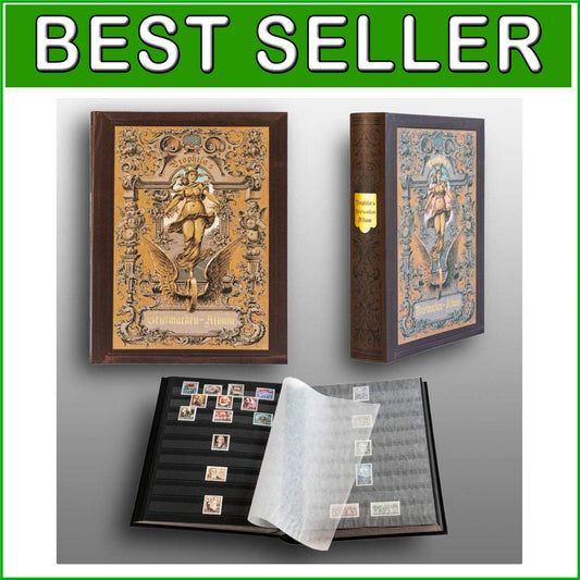 Classic Rectangular Stamp Album in Heritage Design - 60 Pages with Leaf Pattern