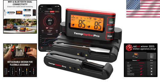 Gift-Ready Wireless Meat Thermometer with App Support & Long Battery Life