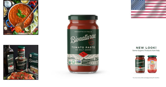 Authentic Italian Tomato Paste - 7 Oz Jars, No Added Salt, Organic & Gluten-Free