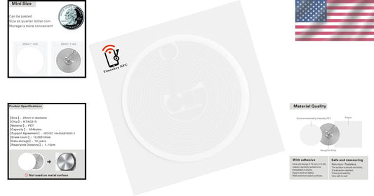 Versatile 200 NFC Tags - Round 1 Inch, Compatible with NFC Devices, 540 Bytes