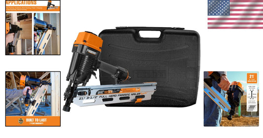 21 Degree Pneumatic Framing Nailer with Anti-Dry-Fire & Tool-Free Depth Adjust