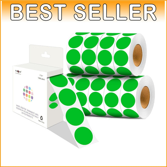 Effortless Organization with 10 Rolls of 10,000 Green Round Adhesive Dot Labels