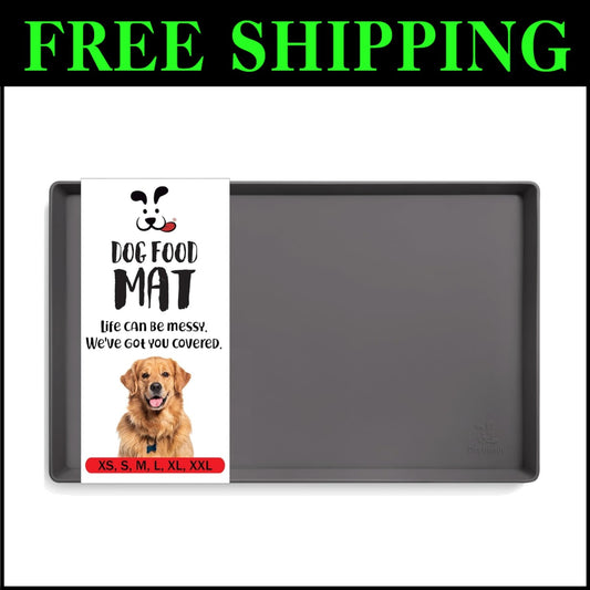 Silicone Dog Food & Bowl Mat - XL 28" x 18" with Non-Slip Edges for All Pets
