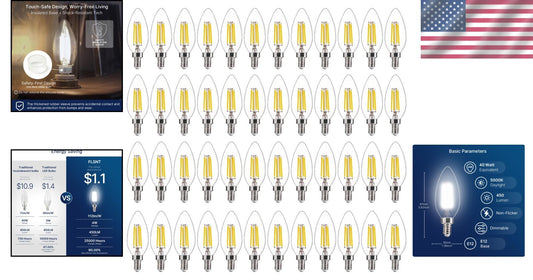 Clear Glass Dimmable LED Bulbs - 48 Pack, 4W for Cost-Effective Indoor Lighting
