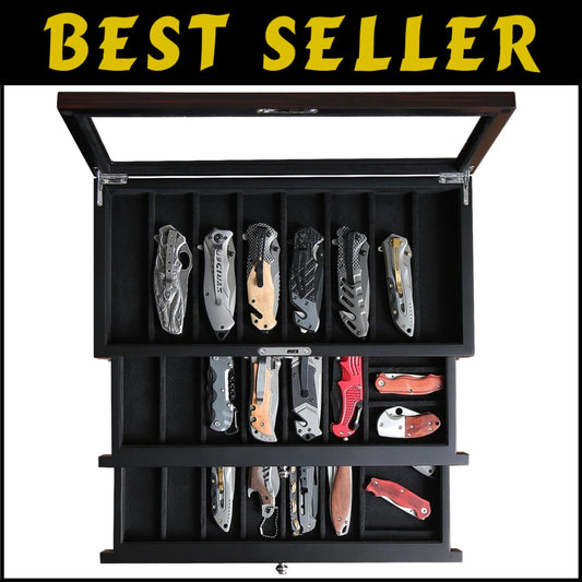 Sturdy Ebony Knife Display Box - Organize and Showcase Your Collection