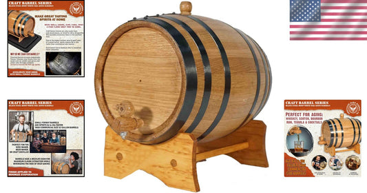 Compact 1 Gallon Oak Barrel for Aging Whiskey & Cocktails with Stand & Spigot