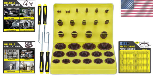 Essential 386 PCS Fluorocarbon O Ring Kit – 30 Sizes with Precision Tools