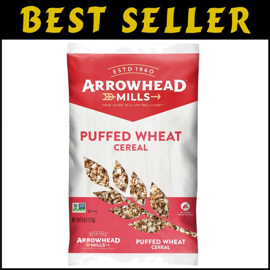 American Grain Puffed Wheat Cereal - 6 oz Bags, Pack of 12 for Balanced Mornings