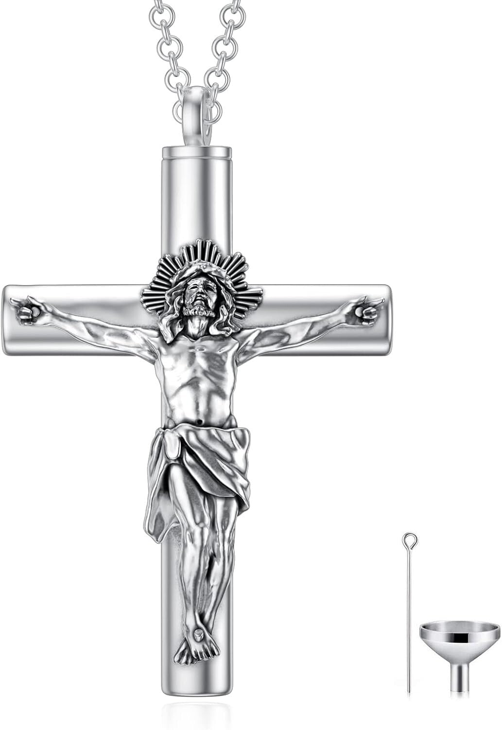 Waterproof Cremation Necklace for Ashes - Cross Pendant for Men & Women