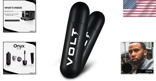 Instant Brush-On Beard Color in Onyx Black - Quick Dry & Travel-Friendly 2 Pack