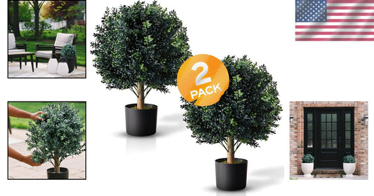 Decorative Pre-Potted Boxwood Topiary Set - 24-Inch Elegance for All Seasons