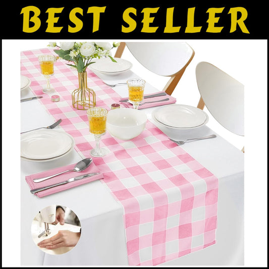 Buffalo Check Table Runners 12-Pack – 14" x 108" Gingham for Weddings & Dining