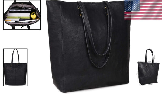 Genuine Vintage Leather Tote - 14.5" Stylish Bag for Women | Ava Collection