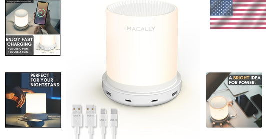 Versatile Bedside Lamp with USB Ports & Touch Control - Light & Charge with Ease