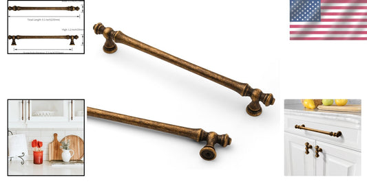 Durable 7.5" Antique Brass Drawer Handles - 10 Pack for Stylish Kitchen Upgrades