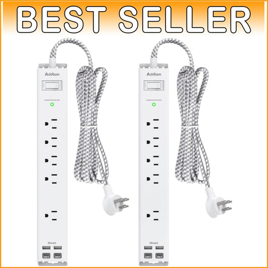 2-Pack Surge Protector with 5 Outlets & 4 USB Ports - Perfect for Home & Office
