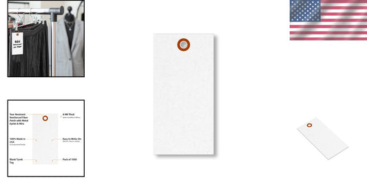 Durable 1000-Pack Blank White Shipping Tags - 4.75" x 2.375" with Metal Eyelet