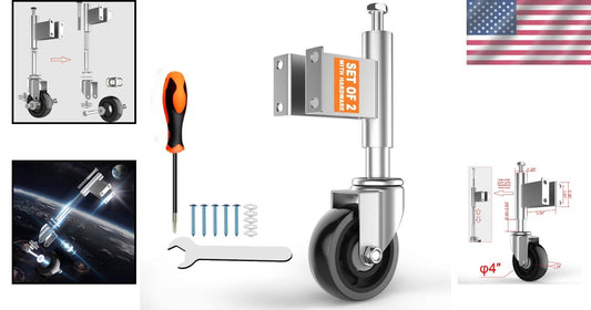 Durable 4” Spring Loaded Gate Casters with Heavy-Duty Hardware Pack Included