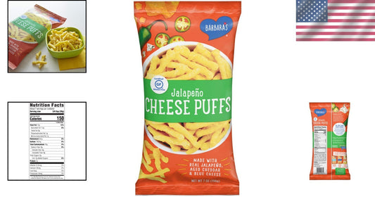 Barbara's 7 oz Jalapeno Cheese Puffs - Gluten-Free Snack with Aged Cheddar