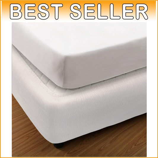 Wrinkle-Free Box Spring Cover in White - Elegant Solution for King Beds
